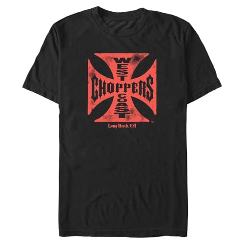 West Coast Choppers Men's Weathered Logo Short Sleeve Crew Tee, Black