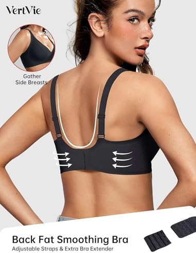 Vertvie Wireless Jelly Bras Push Up Plunge Seamless Supportive,Black,XS - 2