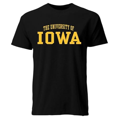 Barnesmith University of Iowa Hawkeyes Short Sleeve Adult Unisex T-Shirt, Classic, Black, Large