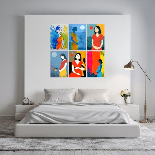 Image of SiddArtify Pregnancy Wall Art Poster Print Set - Modern Woman Art Decor for Living Room Bedroom Nursery - 8x12 inch Board Pack of 6
