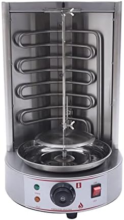 Commercial Gas Shawarma Machine - 360° Rotating Doner Kebab Grill, LPG Gyro Vertical Broiler, Countertop Rotisserie with 2 Burners for Restaurant & Food Truck Use