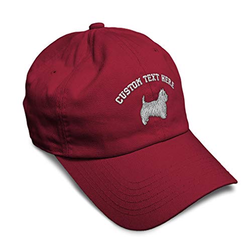 Custom Soft Baseball Cap West Highland White Terrier Dog Embroidery Dogs Breed Twill Cotton Sideview Dad Hats for Men & Women Burgundy Personalized Text Here