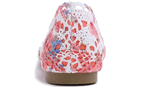 Image of FEVERSOLE Women's Comfort Breathable Knit Crochet Shoes Lace Ballet Flats
