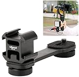 Ulanzi PT-3 Triple Cold Shoe Gimbal Microphone Mount Extenstion Bar, w 1/4 inch Adapter Video Light Microphone Mount Compatible for DJI OM 4/OSMO Mobile3/Zhiyun Smooth q 4/Feiyu Gimbal Stabilizer