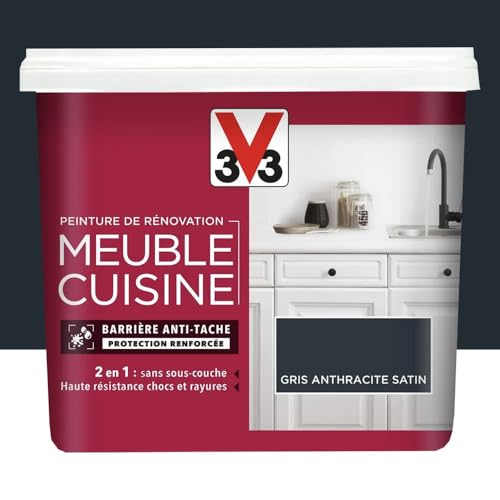V33 Peinture De Rénovation Meuble De Cuisine Gris anthracite 0,75 L