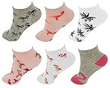 6 er Pack Damen Sneaker Socken Tropical Flamingo Gr. 36-41, hoher Baumwollanteil