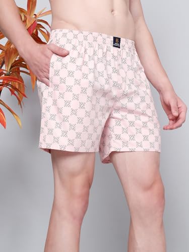 Image of Urban Scottish Men's Pack of 2 Cotton Printed Boxers with Side Pockets