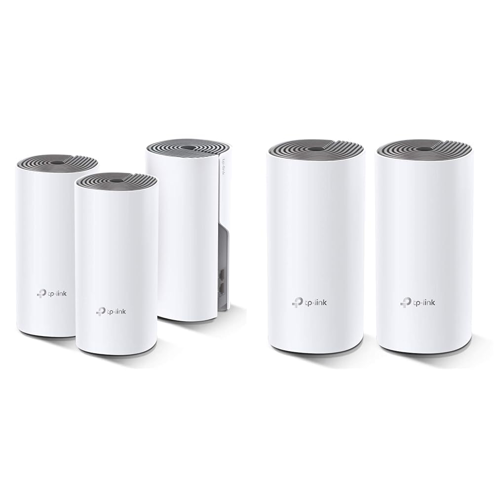 TP-Link Deco E4 (3-Pack) - AC1200 WiFi Repeater, Smart Mesh WiFi & Deco E4 (2 Pack) - AC1200 Dual-Band Wi-Fi Mesh