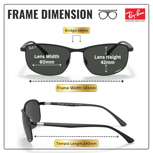 Image of Ray-Ban RB3671CH CHROMANCE POLARIZED Square-Round Shape Sunglasses for Men & Women with Official Eyewear Kit