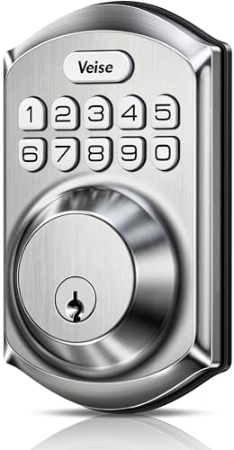 Veise VE001 Keyless Entry Door Lock with Keypad, Electronic Keypad Deadbolt for Front Door, 20 User Codes & One-Time Passcode, Auto Lock, IP55 Waterproof, Easy Installation for Home Apartment Rental