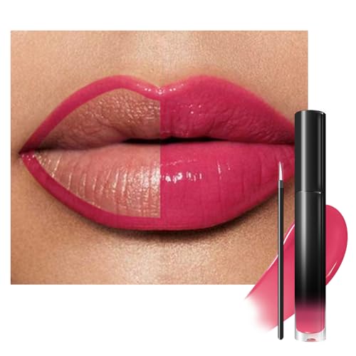 Image of evpct Hot Pink Shiny Longwear No-Budge Liquid Lip Color Lipstick Makeup, Highly Pigmented Color Instant Shine, Waterproof Long Lasting Lipstick for Women, Lip Stain Gloss with Lip Liner Brush, 16#