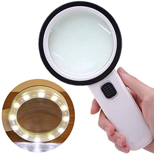 Image of ZURATO Magnifying Glass 30X, Large Magnifier with Light, LED Illuminated & Handheld, Premium High Power Magnify Glass for Reading Books, Newspaper, Seniors, Macular Degeneration, Stamps