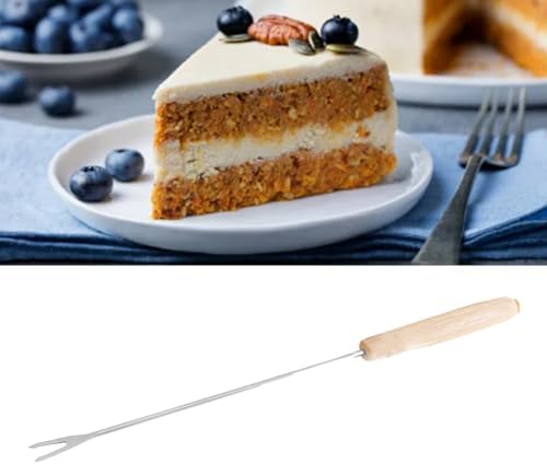 2Pcs Stainless Steel Fondue Forks with HeatResistant Wooden Handle, Smore Sticks for Chocolate Fountain Cheese Roast Marshmallows Fruits Party Dessert - 4
