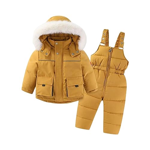 Girls Snowsuit Winter Hooded Puffer Jacket and Snow Pants Zipper Casual Coat Kids Thick Warm Outerwear Clothes Coats