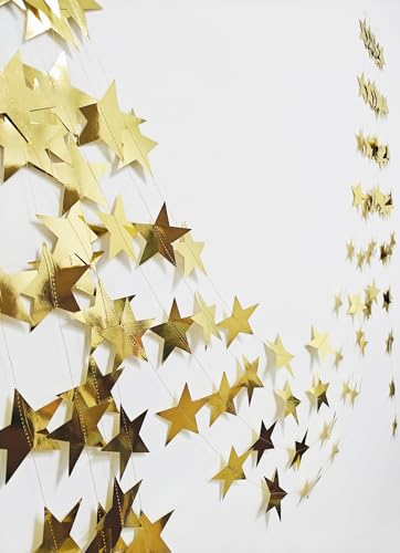 Image of 4-Pack Star Garland, Glitter Gold Star Garland Banner, Graduation Decorations 2026, Twinkle Twinkle Little Star Decorations for Christmas, Baby Shower & Birthday, 4 inch x 13ft Each, Holiday Party Decor