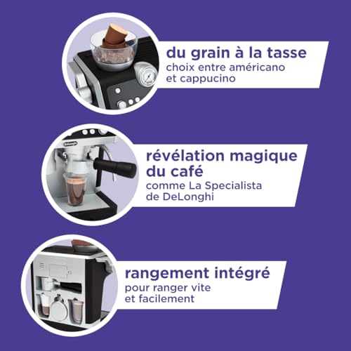 Casdon De'Longhi Jouet - Machine à café Barista - Ensemble de Cuisine pour Enfants avec pièces Mobiles, Sons réalistes et café Magique - 3 Ans +, Silver – Image 6