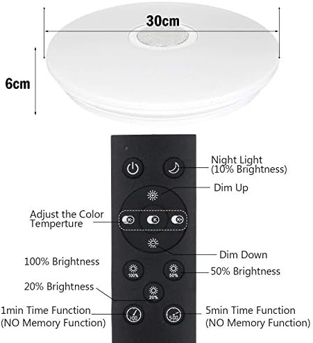 T-SUN LED Ceiling Light Dimmable, 18W LED Ceiling Light with Remote Control, 1260lm Φ30cm, 3000K-6000K, Night Light Function, Timer Function, Perfect for Living Room Bedroom Office Hallway.