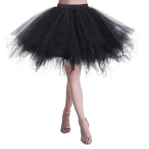 Jupe Plissée Femme Tulle- Jupe Tutu Taille Elastique-Mini Jupe Sexy Femme Couleur Unie pour Fête Danse et Ballet Adulte Jupes Multi-Layer Bouffante Couleurs Variées Déguisement Carnaval Jupes