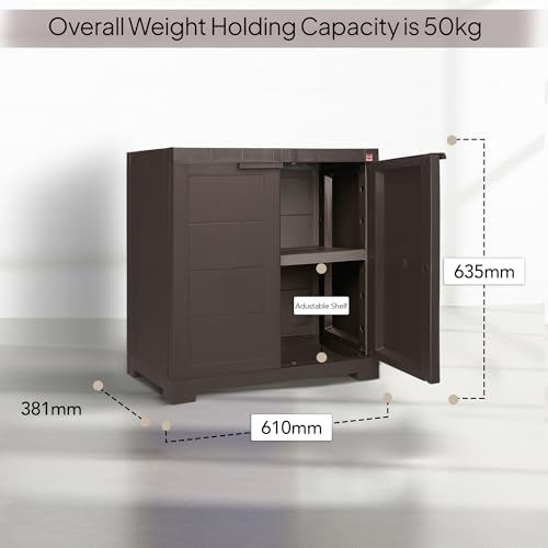 Image of Cello Novelty Compact Bookshelf, Ice Brown | 2 Dustproof Doors | Space Saving Cupboard | Plastic Book Shelf | Multipurpose Book Shelf for Home, Office | Book Organizer for Library