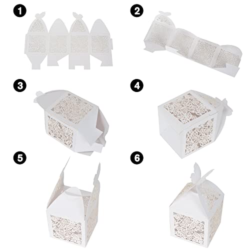 Kazipa 50Pcs Baptism Favor Boxes Favor Boxes 2"X 2"X 3.2" Wedding Favor Boxes Laser Cut Favor Boxes Party Favor Boxes Small Gift Boxes For Party Wedding Bridal Shower Anniversary Baby Shower Birthday, White 3 #TOP3