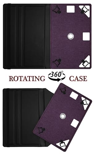 Image of ACM Rotating Nylon Case Cover Viewing Stand Compatible with Brave Ark 12.95 inch Tablet Front & Back Cover Purple