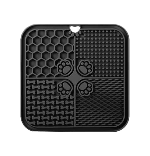Leckmatte für Hunde, Futtermatte für Butter & Joghurt, Hundespielzeug für Baden, Training & Fellpflege (1er-Pack Schwarz, 20X20 cm)