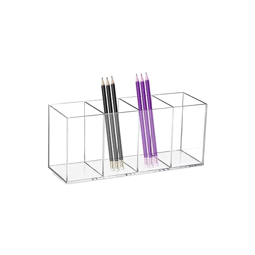 Suporte de caneta de acrílico, organizador de lápis transparente, porta-pincéis de maquiagem, bancad