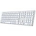 CoolBox Moonlight - Teclado Inalámbrico Recargable para Mac, Windows, Android, Linux. Teclado Silencioso, hasta 4 Dispositivos, Cuerpo de Aluminio, Retroiluminado (7 Colores), Membrana. Blanco
