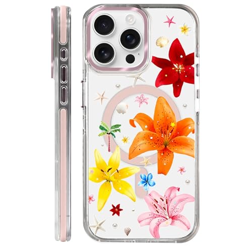 Coque iPhone 15 ProMax magnétique fleurie idéale pour sublimer vos photos de vacances d'été