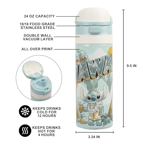 Image of Lilo & Stitch Hawaii Stitch Blue 24 Oz Stainless Steel Tumbler