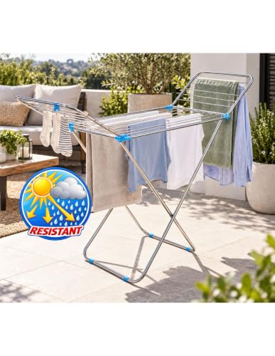 Miniatura 6 de Jardin202 - Tendedero Metálico Plegable Con Alas Superficie 19 M Incluye 20 Pinzas 182 X 56 X 107 Cm
