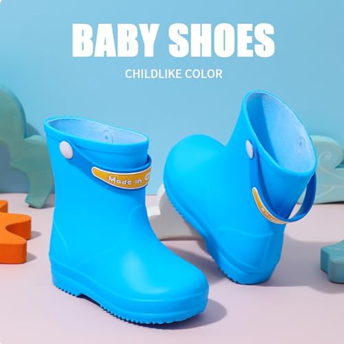 IWIHMIV Toddler Rain Boots Non Slip Rubber Water Shoes for Girls and Boys Lightweight Rainboots with Easy-On Handles4