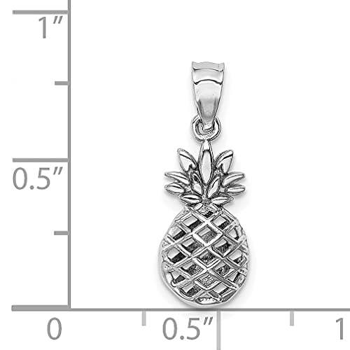 14K White Gold 3D Pineapple Pendant Charm Necklace Food Drink Fine Jewelry For Women Gifts For Her #TOP2