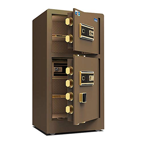 Preisvergleich Produktbild BaoYPP Kabinett Safe Doppeltür-Digital-elektronische Sicherheit Safe Biometrische Fingerabdruck mit Zwei Schlüsseln Digital Lock Startseite Büro Hotel (Farbe : Coffee, Size : 50x45x100cm)