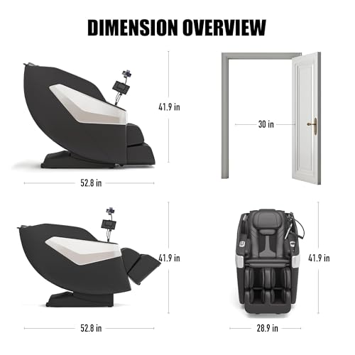 Redcamp Massage Chair Full Body: Zero Gravity with SL Track, 3D Robot Hands, Heat, Airbag Massage, Foot Roller, Bluetooth, Body Scan, LED Remote, Wireless Phone Charging,Black