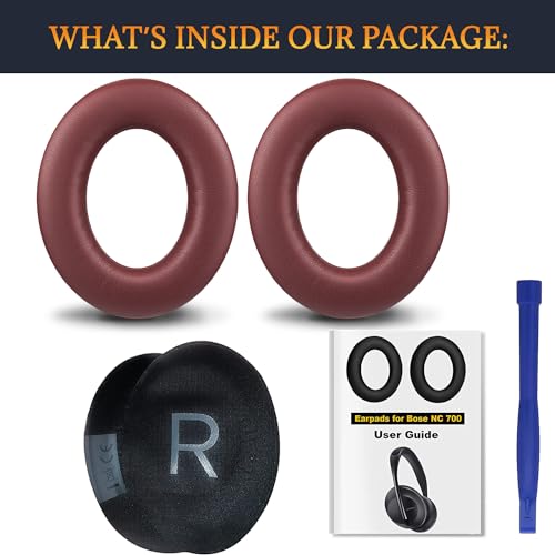 Image of SOULWIT Replacement Earpads for Bose 700 (NC700) Wireless Headphones, Ear Pads Cushions with Softer Protein Leather, High-Density Noise Cancelling Foam, Added Thickness - Burgundy
