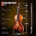 AKLOT Handcrafted Full Size Violin: Solid Wood Matte Fiddle, Acoustic Beginner 4/4 Violin Kit with Hard Case, Lesson Book, Bow, Shoulder Rest, Extra Strings, Tuner, Fretboard Stickers (VRT-AmiCS)