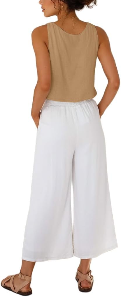 Womens Tank Tops Casual Summer Loose Sleeveless V Neck Crop Tops Lightweight Camis Shirts - Image 4