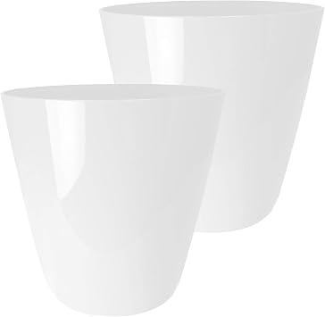 The HC Companies Aria Round Self-Watering Pot - Lightweight Plastic Planter for Herbs & More - Durable Plant Pots for Indoor Plants & Outdoor Plants 6" Glossy White, Pack of 2