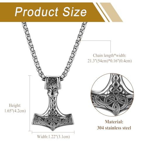 Collier marteau de Thor en argent avec amulette nœud celtique durable - 5