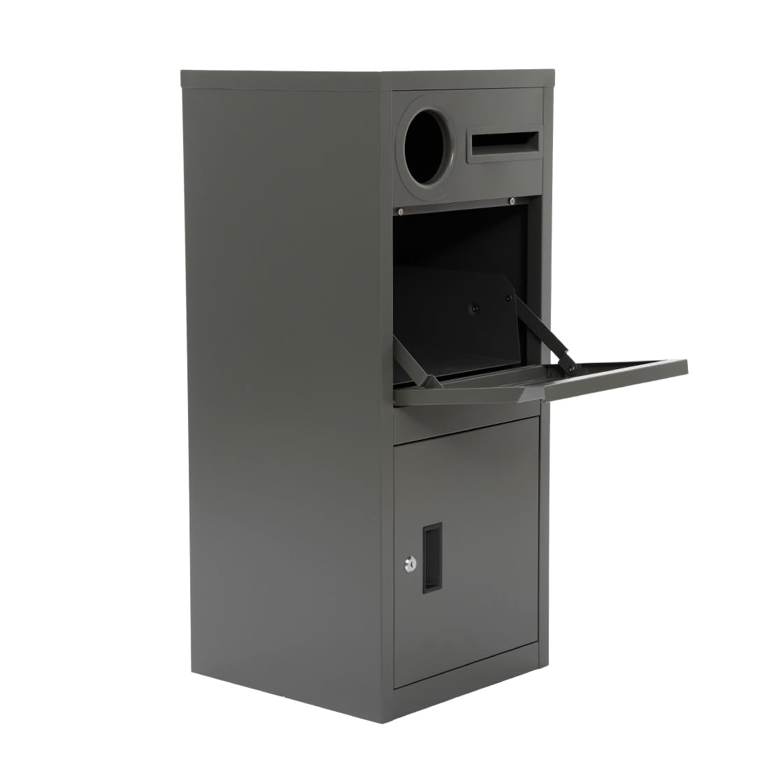 Buzón con compartimento para paquetes, caja de paquetes con cerradura para exteriores, buzón grande de pie, caja de paquetes con compartimento para periódicos, buzón de metal, buzón inoxidable,