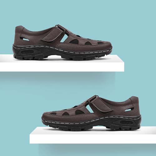 Image of Men's Faux Leather Sandals - Breathable, Lightweight, and Stylish Sandals for Casual Outings and Everyday Comfort