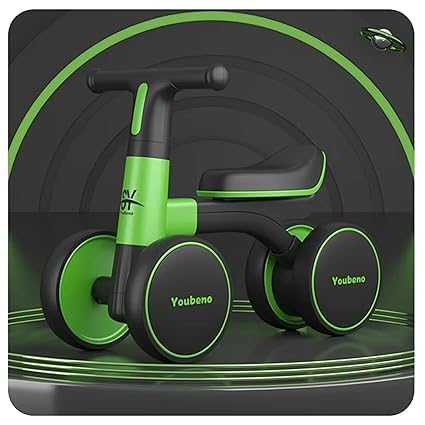 Image of Baby Balance Ride-On Bike ? Toddler Push Walker with Music, LED Lights, Non-Pedal 4-Wheel Baby Bike for 1-5 Year Old Boys & Girls ? Safe Sturdy Design, Indoor & Outdoor Use (KB-167 : Green)