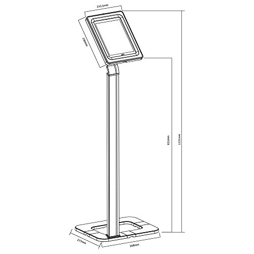 PureMounts PDS-5520 Uinversalstandfuß für Tablets 24,6 - 25,6cm (9,7 - 10,1), einstellbare Innenmaße, abnehmbares Gehäuse, Höhe 1131mm