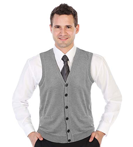 Gioberti Mens V-Neck Button Down Knitted Cardigan Vest