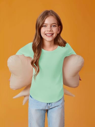 Image of Haloumoning Girls Puff Long Sleeve Shirts Fall Tops 5-14Y | Casual,Solid Color,Crewneck, Soft, Tunic Tops Blouse,Kids Long Sleeve T Shirt,,Fashion Clothes