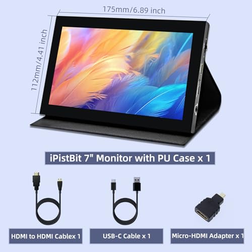 Image of 7 inch Portable Monitor, 1024x600 HDMI Raspberry Pi Screen, Dual-Speaker IPS LCD Display Mini Monitor for Laptop Xbox PS3 Raspberry Pi 5 4B 3B+