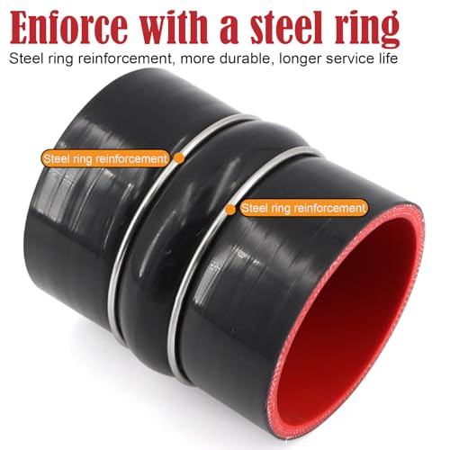 Image of ID 3 inch Silicone Straight Coupler Hose 4-Ply Length 4 inch with 2 T-Bolt Clamps as Turbo Intercooler Intake Pipe,Fits Pipe OD up to 3 in(76mm)