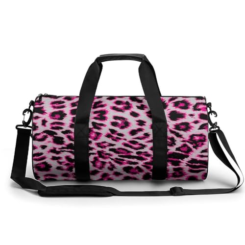 Sac de sport gym imprimé léopard violet sac weekend duffel bag durable 45cm
