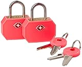 Lewis N. Clark Travel Sentry TSA Lock + Mini Padlock for Luggage Suitcase, Carry On, BackPack, Laptop Bag or Purse - Perfect for Airport, Hotel, And Gym (Includes 4 keys) - 2-Pack, Pink